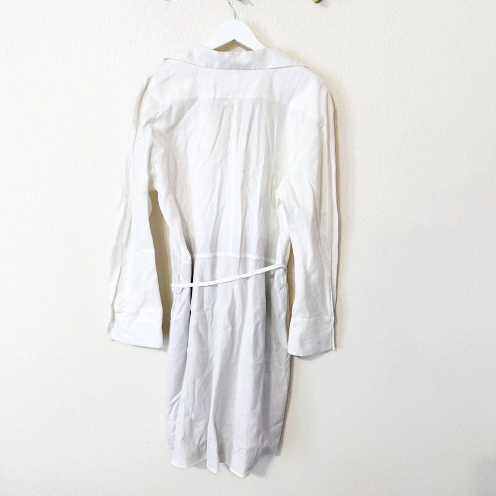 NWT Vince Belted Linen Blend Capsule Minimal White Button Up Mini Dress Size XL - Picture 9 of 11